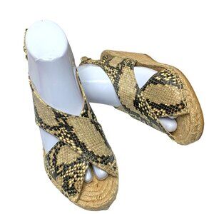 Diane von Furstenberg Sylvie Embossed Leather‎ Espadrille Wedge Sandals